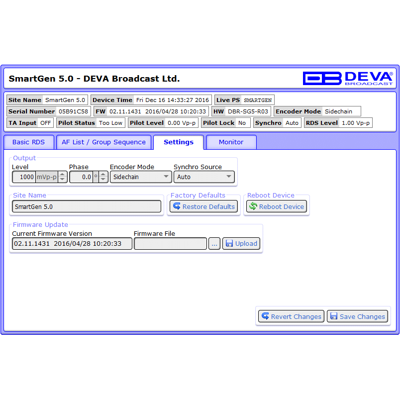 DEVA Broadcast RDS-SG5 Encoder with LAN, USB & RS-232 - Image 3