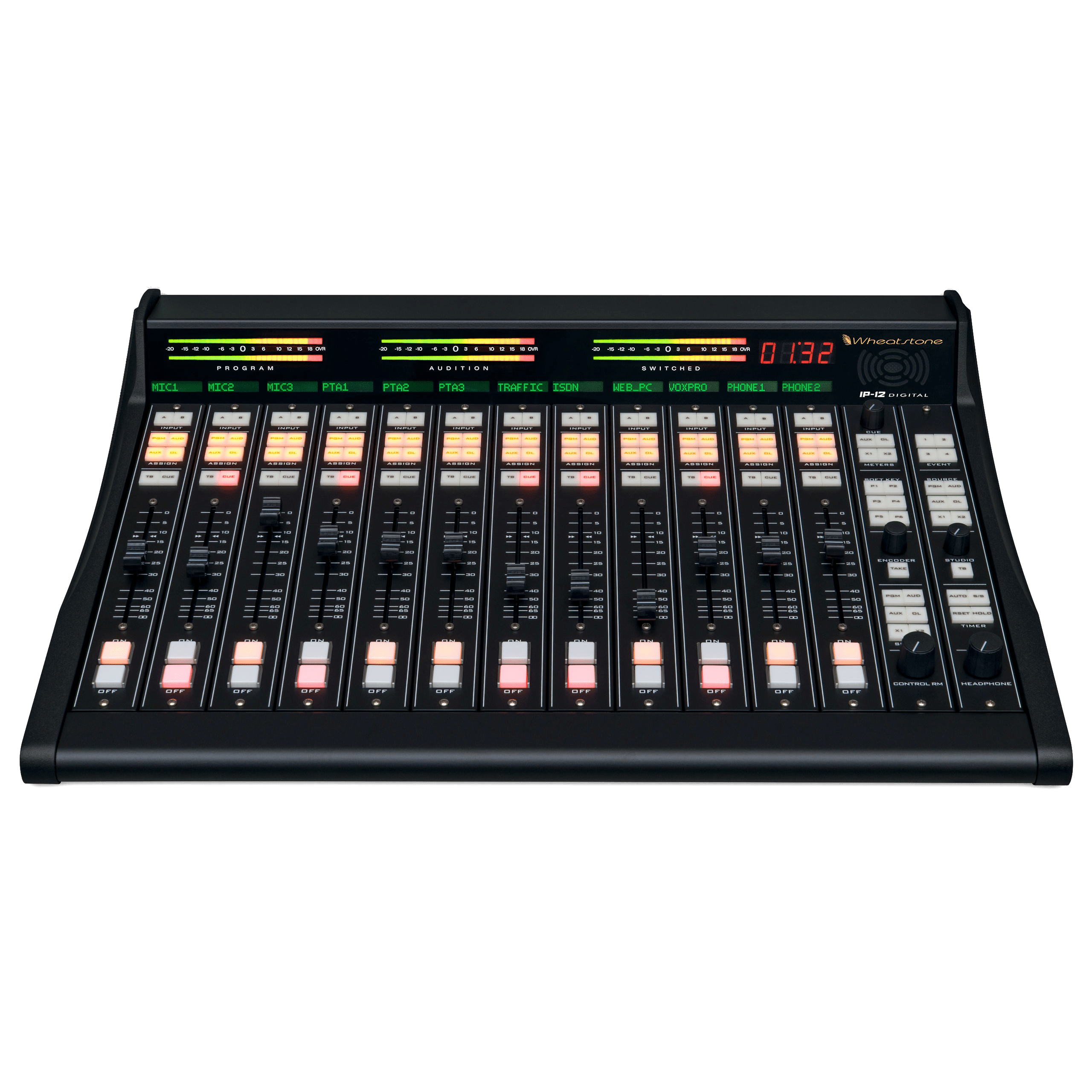 Wheatstone IP-12 Fader Console with ip88cb Console Blade