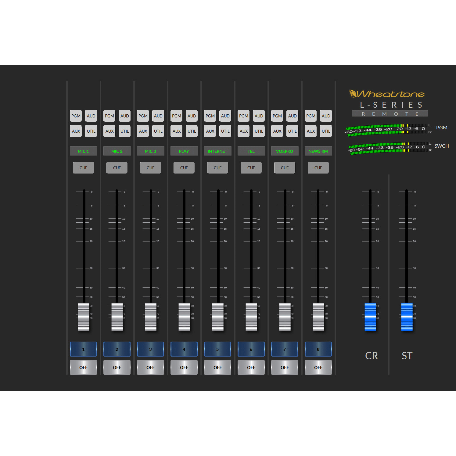 Wheatstone L-8 Fader Console with ip88cb Blade - Image 9